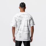 CottonPlus Oversized Tee in white camo, back view on model