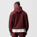 Tech-Terry Hoodie in crimson worn by model, back view