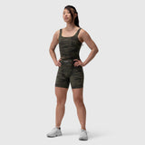 W029 Lycra 3-in-1 Biker Short in Dark Camo, worn by model in standing pose
