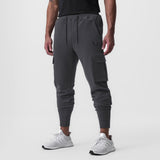 Tech-Terry Cargo High Rib Jogger in Dusk Black, worn by model, front view