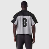 Ion-Mesh™ Crop Jersey in slate grey and black, back view on model