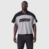 Ion-Mesh Crop Jersey in slate grey and black, worn by male model, front view