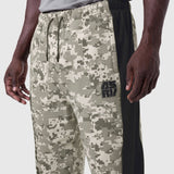 Tech-Terry Mesh Panel Sweats in digital camo, worn by model, side view