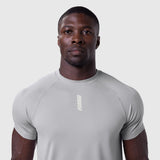 AeroSilver Established Tee in slate grey worn by male model, front view