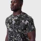 Supima Essential Tee in pixel camo worn by model, front three-quarter view