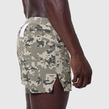 Aerotex Distance Short in digital camo blade pattern, modeled from side view