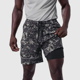 Ion-Mesh Modal Liner Short in pixel camo worn by model, front view