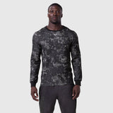 Waffle Knit Longsleeve in pixel camo black, worn by model, front view
