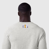 Waffle knit longsleeve in heather grey, back view on model