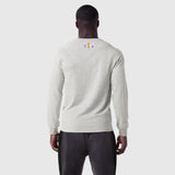Waffle knit longsleeve in heather grey, worn by model, back view
