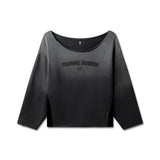 flatlay Raw Hem Oversized Crewneck in black sun fade, front view