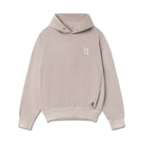 flatlay Tech Essential Distressed Hoodie in faded chai, front view