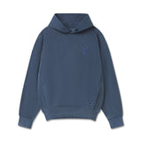 flatlay Tech Essential Distressed Hoodie in faded navy, front view