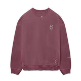 flatlay Tech Essential™ Distressed Crewneck in faded crimson, front view