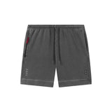 flatlay Tech Essential Sweat Short in faded grey, front view