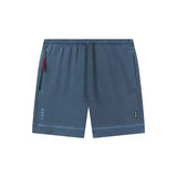 flatlay Tech Essential Sweat Short in faded navy, front view