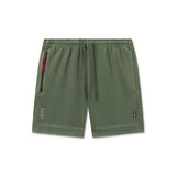 flatlay Tech Essential Sweat Short in faded olive, front view