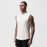 AeroSilver® Cutoff Tank in ivory cream, worn by model, front view
