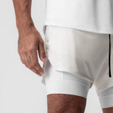 0828. AeroSilver® 5" Liner Short - Ivory Cream "Wings"/White
