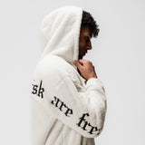 0887. Sherpa Recovery Full Zip Hoodie - Ivory Cream/Black