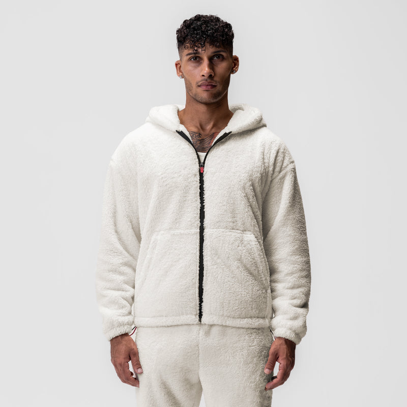 0887. Sherpa Recovery Full Zip Hoodie - Ivory Cream/Black