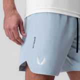Tetra-Lite 7" Linerless Short in Light Sky, worn by model, side view
