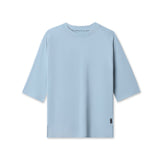 Flatlay of Supima® 3/4-Sleeve Oversized Tee in light sky blue, front view