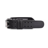flatlay Leather Lifting Belt in black, front view with buckle detail