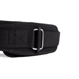 flatlay Lifting Belt in black, buckle detail view