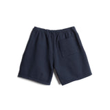 flatlay LE Cotton Shorts in navy, back view
