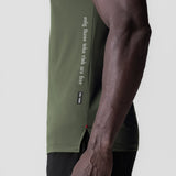 3D-Lite® 2.0 Lycra® Fitted Tee in olive green worn on model, side view