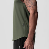 AeroSilver® Cutoff Tank in olive worn by model, side view