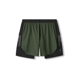 flatlay Aerotex™ Hybrid Liner Short in olive and black, front view