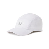 Flatlay of Tetra-Lite Vented Hat in white with silver wings logo, three-quarter view