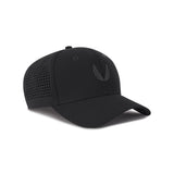 Tetra-Lite Sport Cap in black with perforated side panels and wing logo, front angle view