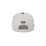 flatlay New Era 9Forty A-Frame Hat in stone and pacific green, back view