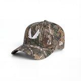 New Era 9Forty A-Frame hat in Realtree camo with white logo, angled view