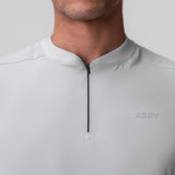 Tetra-Lite Ice Zip Tee in slate grey, worn by model, chest detail view