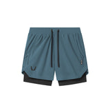 flatlay Tetra-Lite 5" Liner Short in Storm Blue and Black, front view