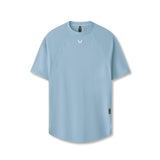 flatlay Laser-Vent Established Tee in light sky blue, front view