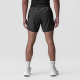Tetra-Lite 7" Linerless Short in Space Grey, back view on model
