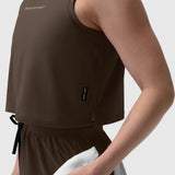 AeroSilver Tank Top in Dark Earth worn by model, side view
