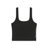flatlay LYCRA® 2-in-1 tank top in black, front view