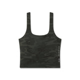 Flatlay of LYCRA® 2-in-1 Tank Top in dark camo, front view