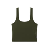 Flatlay of olive green LYCRA® 2-in-1 tank top, front view