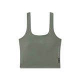 Flatlay of sage green LYCRA® 2-in-1 tank top, front view