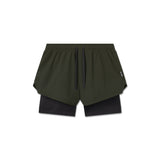 flatlay Tetra-Lite Liner Short in olive and black, front view