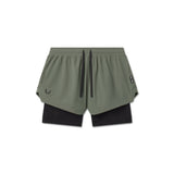 flatlay Tetra-Lite Liner Short in sage and black, top view