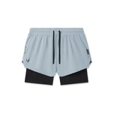 flatlay Tetra-Lite Liner Short in light sky blue and black, top view