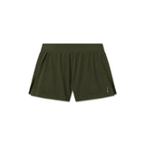 flatlay Aerotex Side Split Run Short in olive, front view